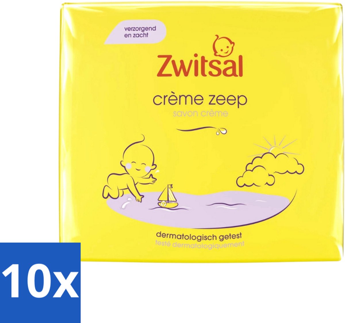 10 x Zwitsal - Babyverzorging - Crème Zeep - Milde & Voedende Reiniging - 180 g - Babyhuid Verzorging - Crème Zeep - Zwitsal - Huidbescherming - Uitdroging Voorkomen