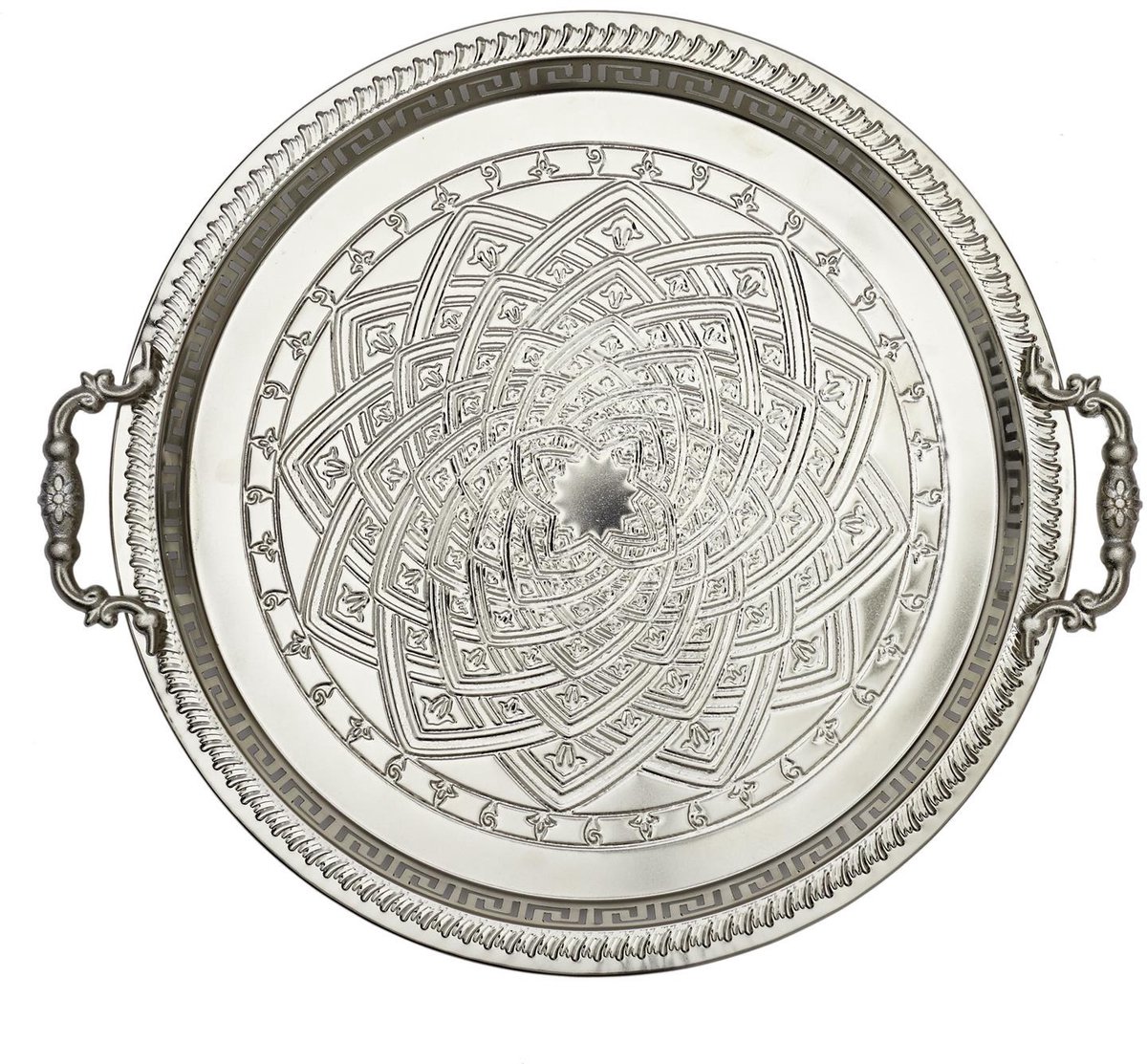 Home Deco Factory Marrakech dienblad - sierlijk metaal - Rond - D42cm - Kaarsen onderbord/serveerschaal