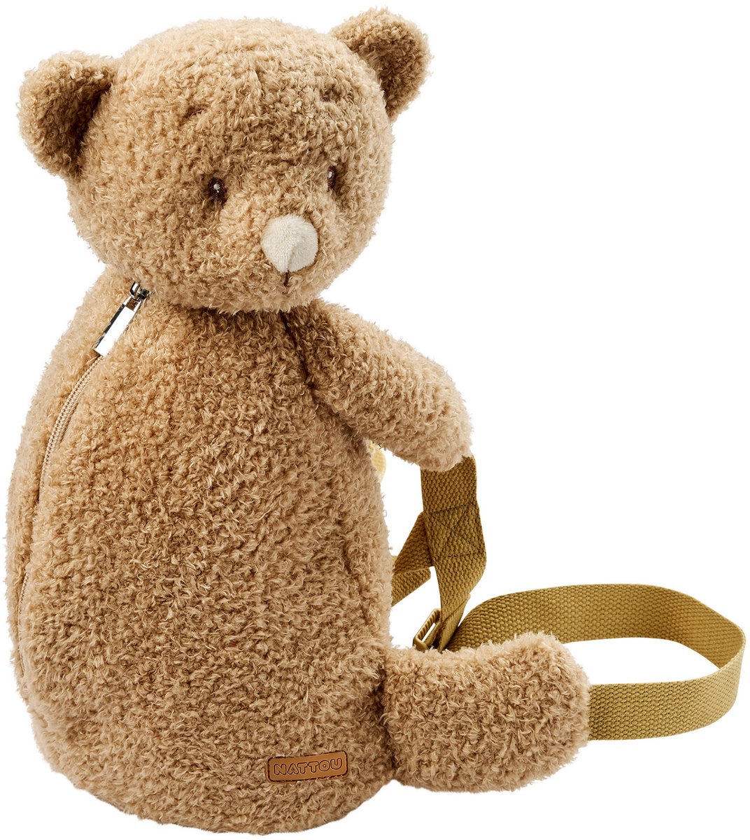 Nattou TEDDY Knuffel Rugzak - 30 cm - Boekentas kleuter - Zachte Beer Rugtas - Beige