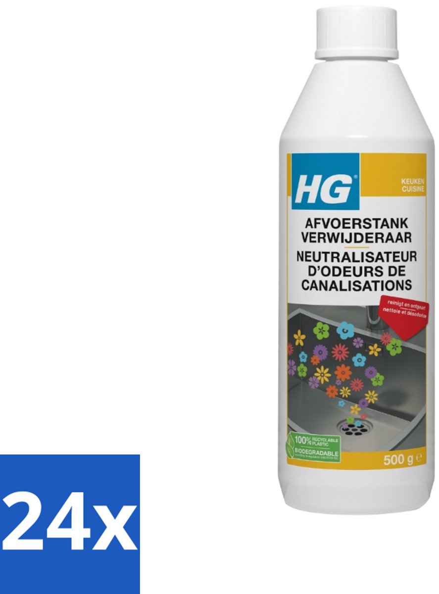 24 x HG Afvoerstank Verwijderaar 500 gr - Afvoeren Schoonmaken - Afvoeren Ontgeuren - Afvoerslang Reiniger - Keuken Afvoer Schoonmaken - Badkamer Afvoer Schoonmaken