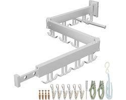 wanddroogrek inklapbaar - draaibaar - met accessoires - wit