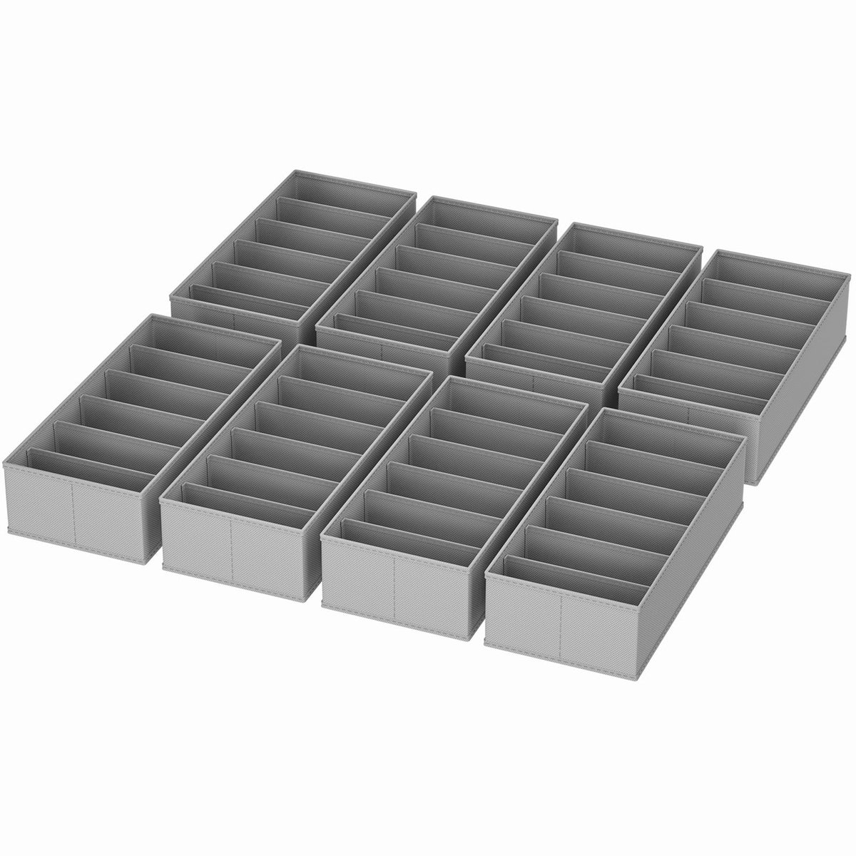 Set van 8 Lade-organizers voor Kledingkast - Opbergdozen voor Ondergoed, Sokken en Baby-kleding - Grijs - 30 x 15 x 9 cm