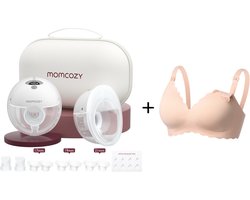 Momcozy M5 Handsfree Dubbele Borstkolf - Met voedingsbeha maat M - Inclusief verschillende borstschild inserts - Extra stil en compact - Elektrisch - Grijs