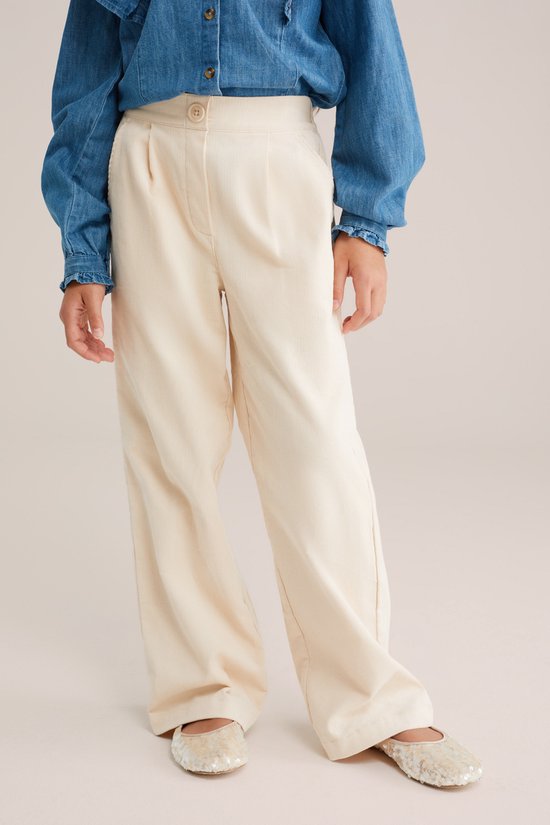 Pantalon large WE Fashion Filles avec structure côtelée