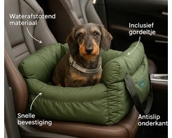 WiMa PetsAndBags - Skipper Luxe Honden Autostoel – Maat M - Draagtas – Waterafstotend, Wasbaar & Antislip – Inclusief Gordeltje – groen