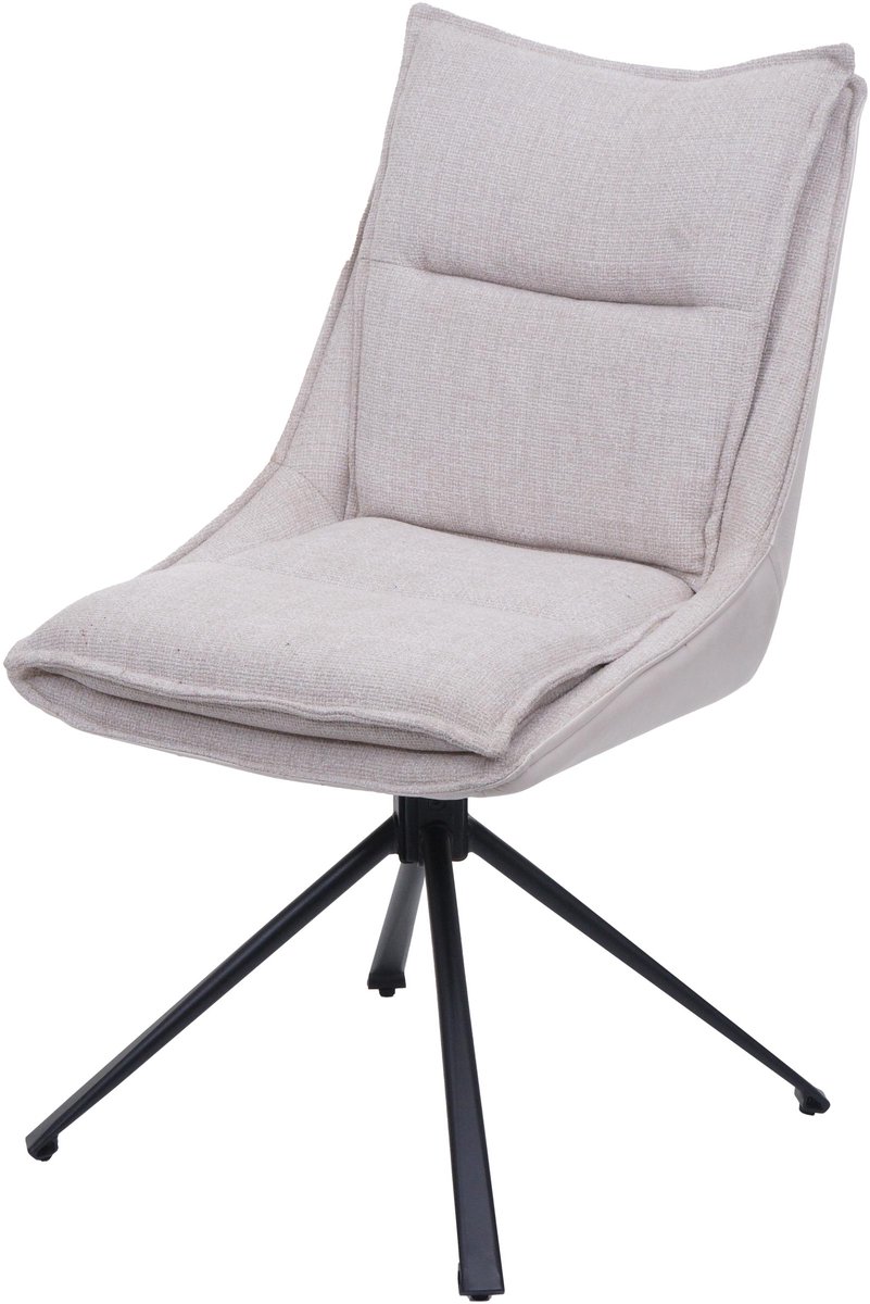 MCW Eetkamerstoel MCW-N71, keukenstoel, draaibaar met Auto-Return, stof/textiel (420 g/m²) ~ crèmebeige