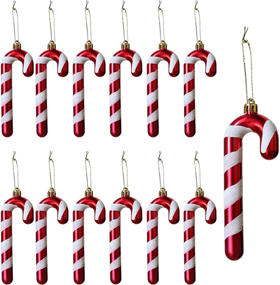 Kerstdecoratie-Zuurstok-Hanger-6-Stuks-Rood-Lichtgewicht