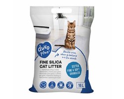 duvoplus Premium Silica Kattenbakvulling Fijn - Kattengrit - Direct Absorberend & 100% Stofvrij - Geurloos - 16L