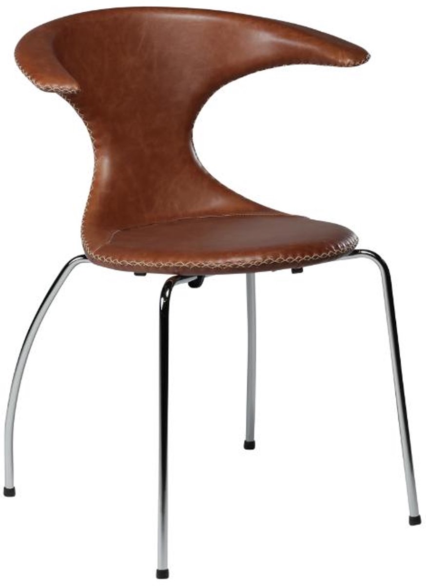 Flair Dan-Form eetkamerstoel echt leer bruin.