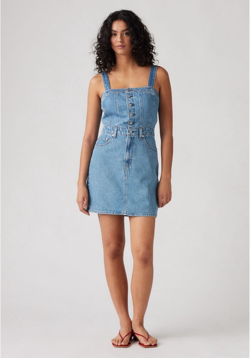 Levi´s ® Iconic Button Korte Jurk Met Lange Mouwen S Vrouw Blauw