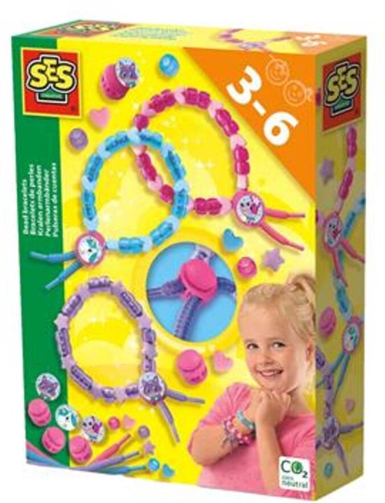 SES Creative - Kralen Armbanden - maak je eigen armbanden met kralen - 3 verstelbare armbandjes - creatief speelgoed voor meisjes vanaf 3 jaar