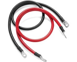 Allecto plus - 2-delige batterijkabel 16 mm 2 koperen kabel met ringogen - 50 cm Autobatterijkabel - Voedingsbatterijen en tractiebatterijen - Rood en zwart