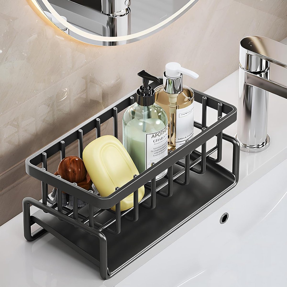 Ibenzoa® Ruime en gootsteenorganizer met multifunctioneel afdruiprek