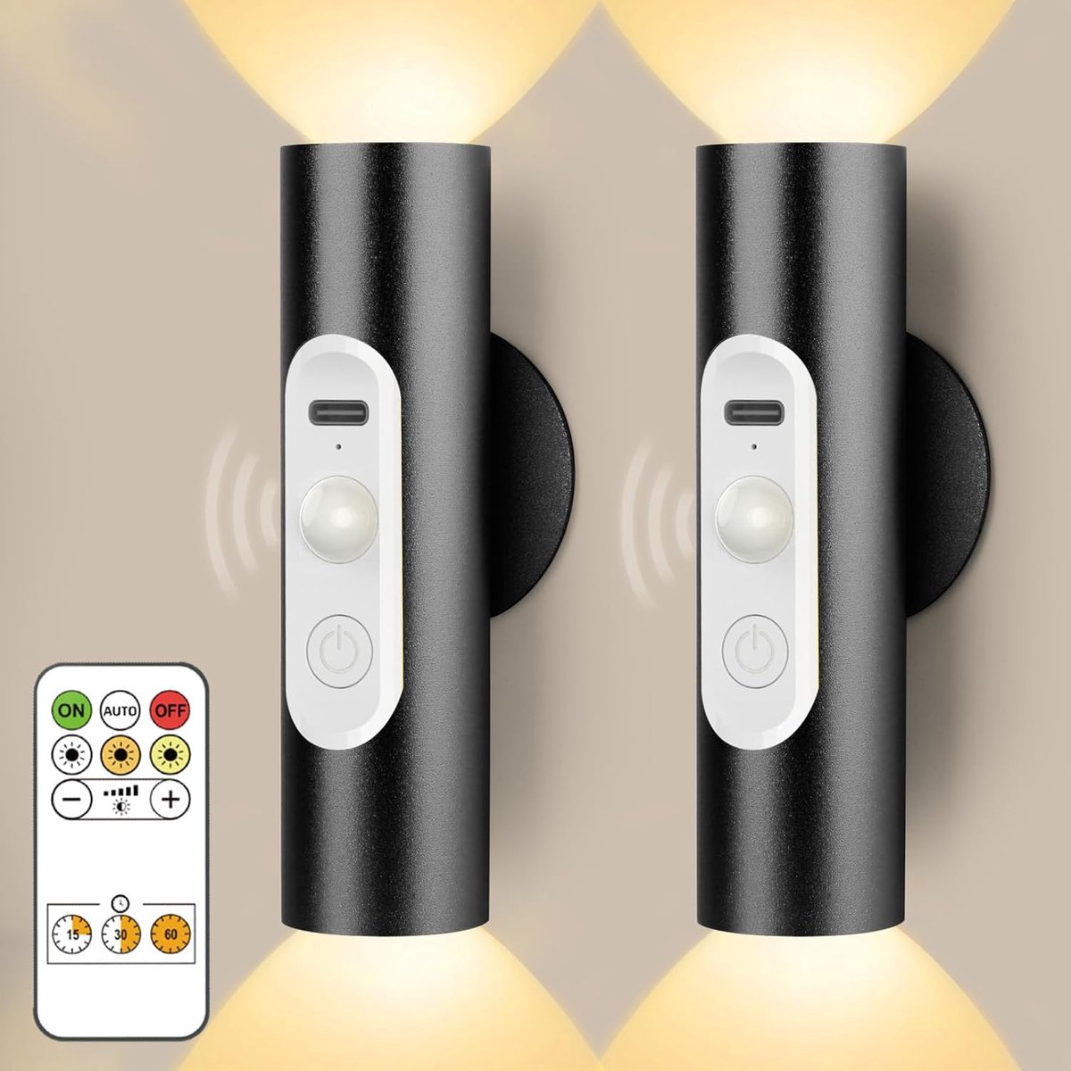 LED-Wandlampen met Bewegingssensor en Afstandsbediening - Draadloos, Oplaadbaar en Dimbaar, Ideaal voor Slaapkamer en Gang