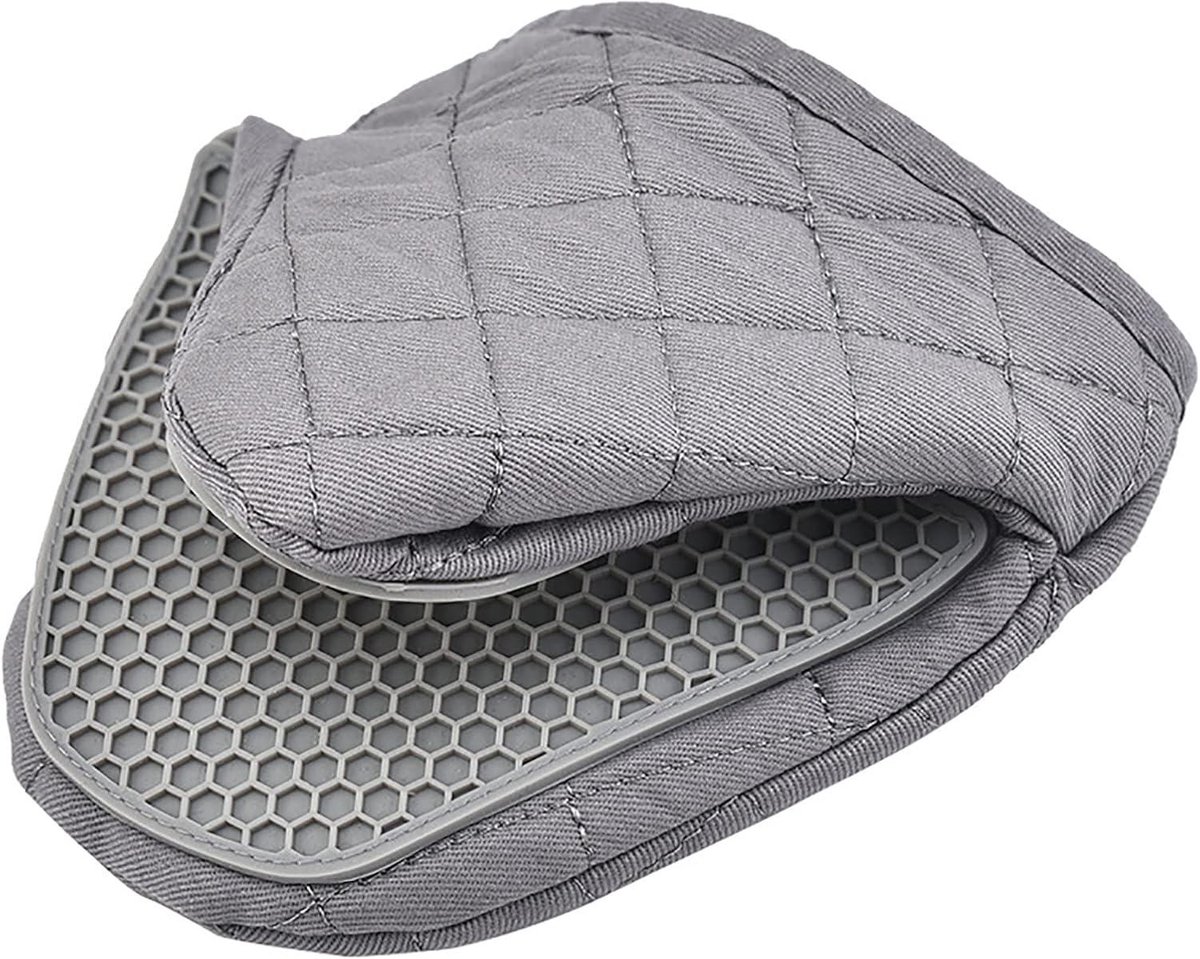 Daity Geïsoleerde siliconen handschoenen - Verdikte anti-verbrandingshandschoenen voor thuis - Hittebestendige antislip ovenwanten - met siliconen keukenhandschoenen - BBQ-koken (1 stuk grijs)