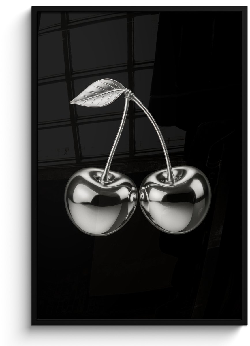 FrameYourWall Poster in lijst - Fotolijst 80x120 cm - Posters - Kers - Luxueus - Metallic - Posterlijst zwart - Decoratie - Wanddecoratie woonkamer - Muurdecoratie slaapkamer
