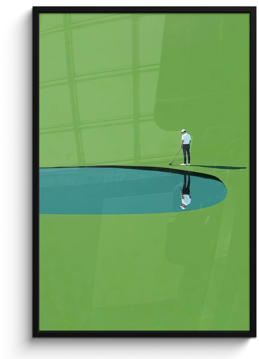FrameYourWall Poster in lijst - Fotolijst 80x120 cm - Posters - Persoon - Golf - Water - Blauw - Posterlijst zwart - Decoratie - Wanddecoratie woonkamer - Muurdecoratie slaapkamer - Kerstversiering - Kerstdecoratie voor binnen - Kerstmis