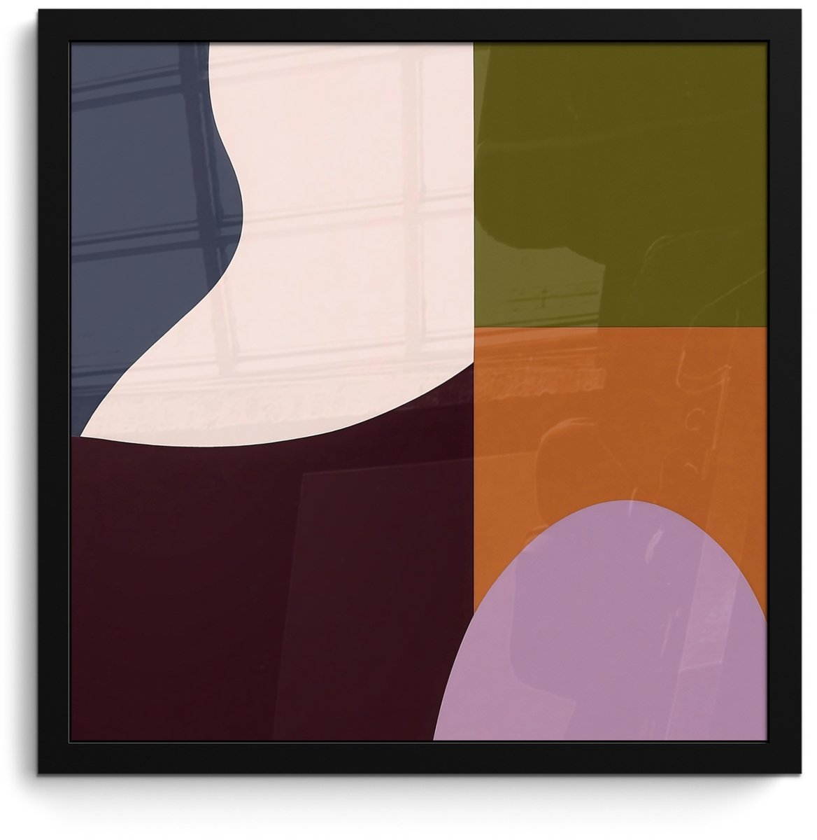 FrameYourWall Poster in lijst - Fotolijst 40x40 cm - Posters - Vormen - Abstract - Kleuren - Vierkant - Posterlijst zwart - Decoratie - Wanddecoratie woonkamer - Muurdecoratie slaapkamer