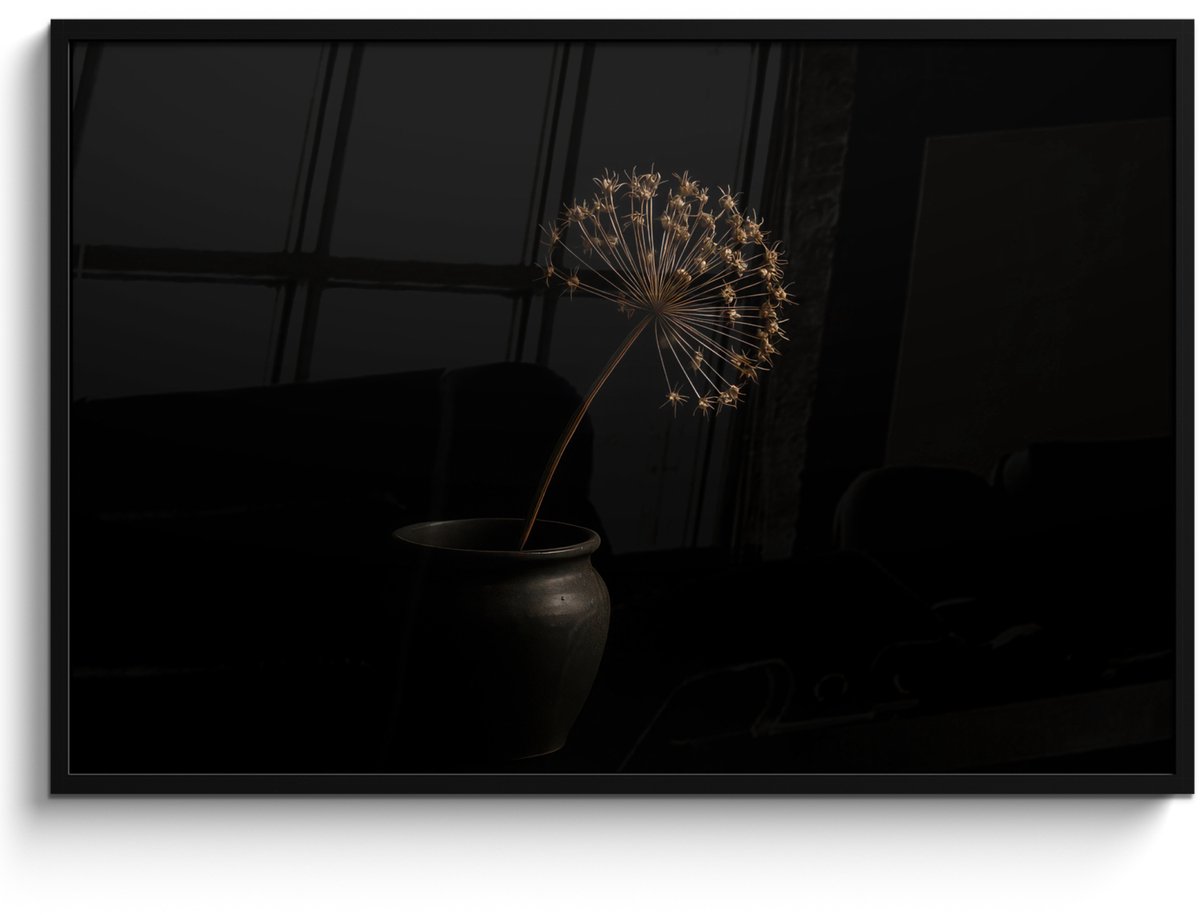 FrameYourWall Poster in lijst - Fotolijst 120x80 cm - Posters - Bol - Gedroogd - Vaas - Zwart - Posterlijst zwart - Decoratie - Wanddecoratie woonkamer - Muurdecoratie slaapkamer