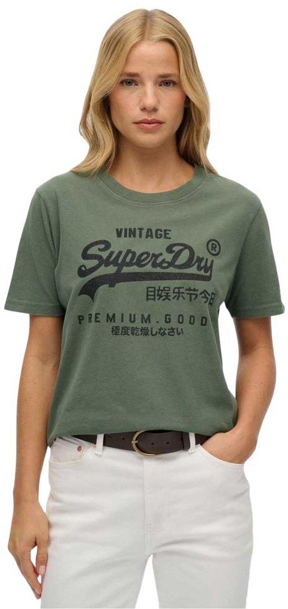 Superdry Vintage T-shirt met versierd logo en relaxte pasvorm Dames T-shirts Groen