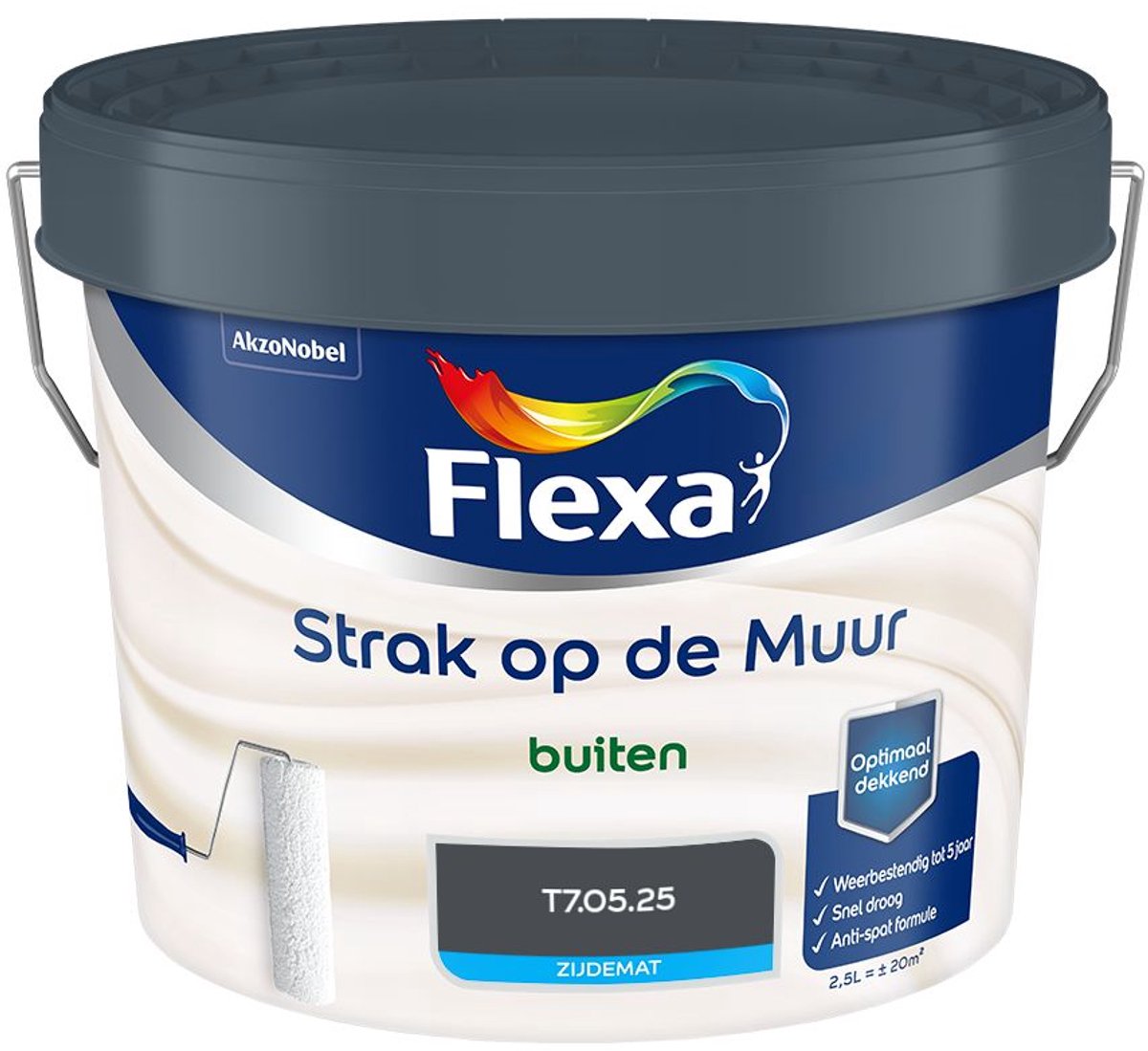 Flexa - Strak op de Muur Buiten Muurverf Zijdemat - T7.05.25 - Mengverf - 2.5 L