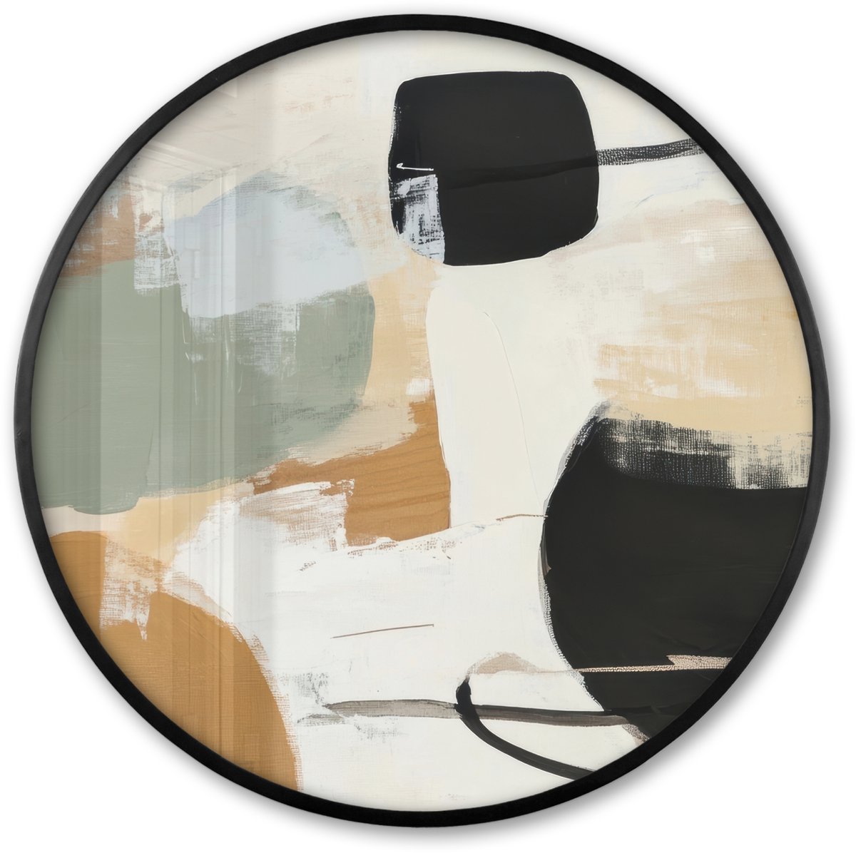 FrameYourWall Poster in lijst Rond - Fotolijst 80x80 cm - Posters - Paint - Abstract - Kleuren - Ronde posterlijst zwart - Decoratie - Wanddecoratie woonkamer - Muurdecoratie slaapkamer