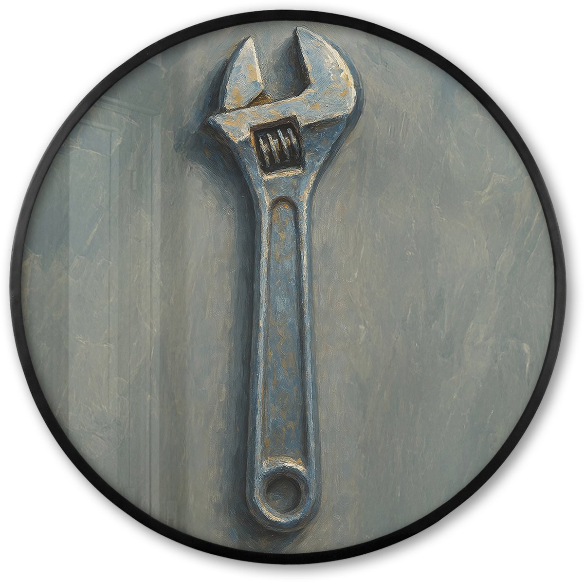 FrameYourWall Poster in lijst Rond - Fotolijst 60x60 cm - Posters - Moersleutel - Gereedschap - Verf - Ronde posterlijst zwart - Decoratie - Wanddecoratie woonkamer - Muurdecoratie slaapkamer