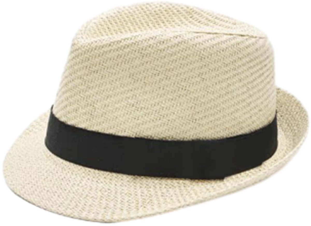 VerstelbareBreedRandeStrohoed-PanamaZonnehoed-Strandhoed-Beige-57cm