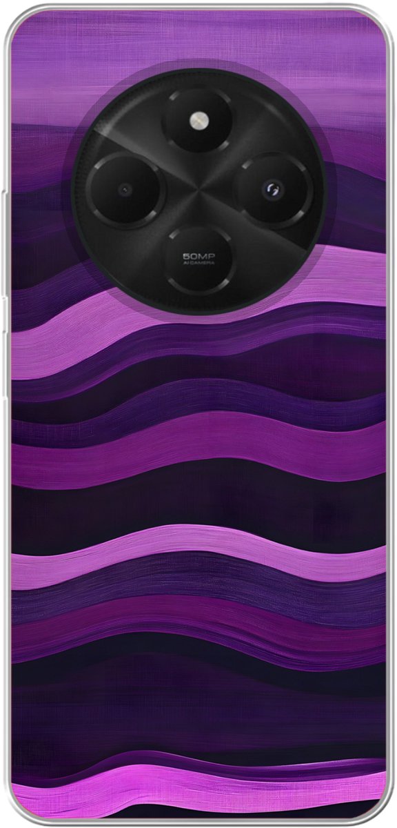Telefoonhoesje Geschikt voor Xiaomi Geschikt voor Poco C75 (5G) hoesje - Lijnen - Golven - Paars - Abstract - Siliconen Telefoonhoesje Telefoonhoesje