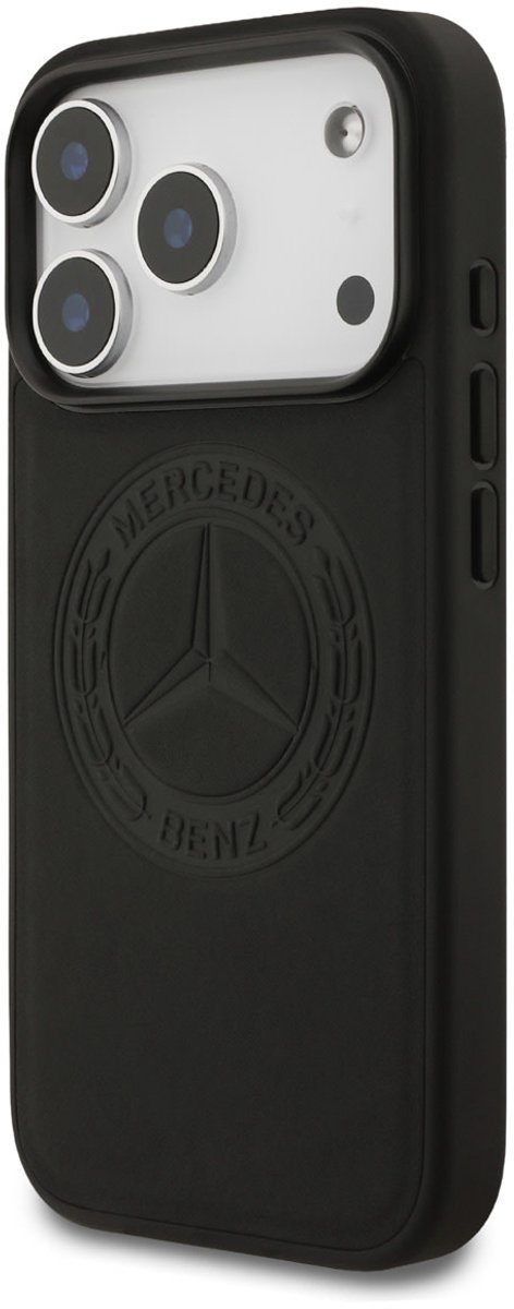 Mercedes-Benz Back Cover - iPhone 17 Pro Hoesje - Zwart - Genuine Leather - Magsafe