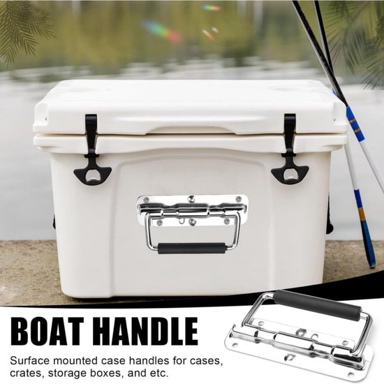 Brateuanoii 4 Stuks Flight Case Handvat, Roestvrijstalen Kast Handvat Zilver, Klapgreep, voor Toolbox Opbergdozen Deurtrekker Flight Case Handvat Hardware Dozen Vervanging