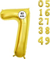 Fienosa Cijfer Ballonnen - Nummer 7 - Goud Kleur - 82 cm - XL Groot - Helium Ballon - Verjaardag Ballon - Verjaardag versiering - Leeftijd verjaardag - Verjaardagsballon - Verjaardag