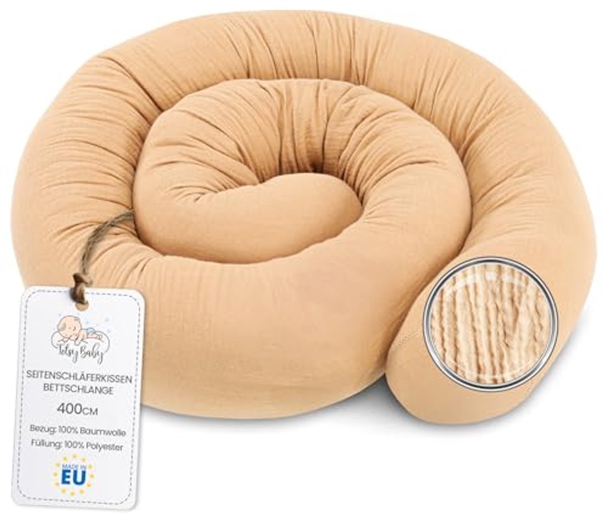 Zijslaper Mousseline Kussen 400 cm - Comfortabel Nekrol Kussen voor Optimale Slaap