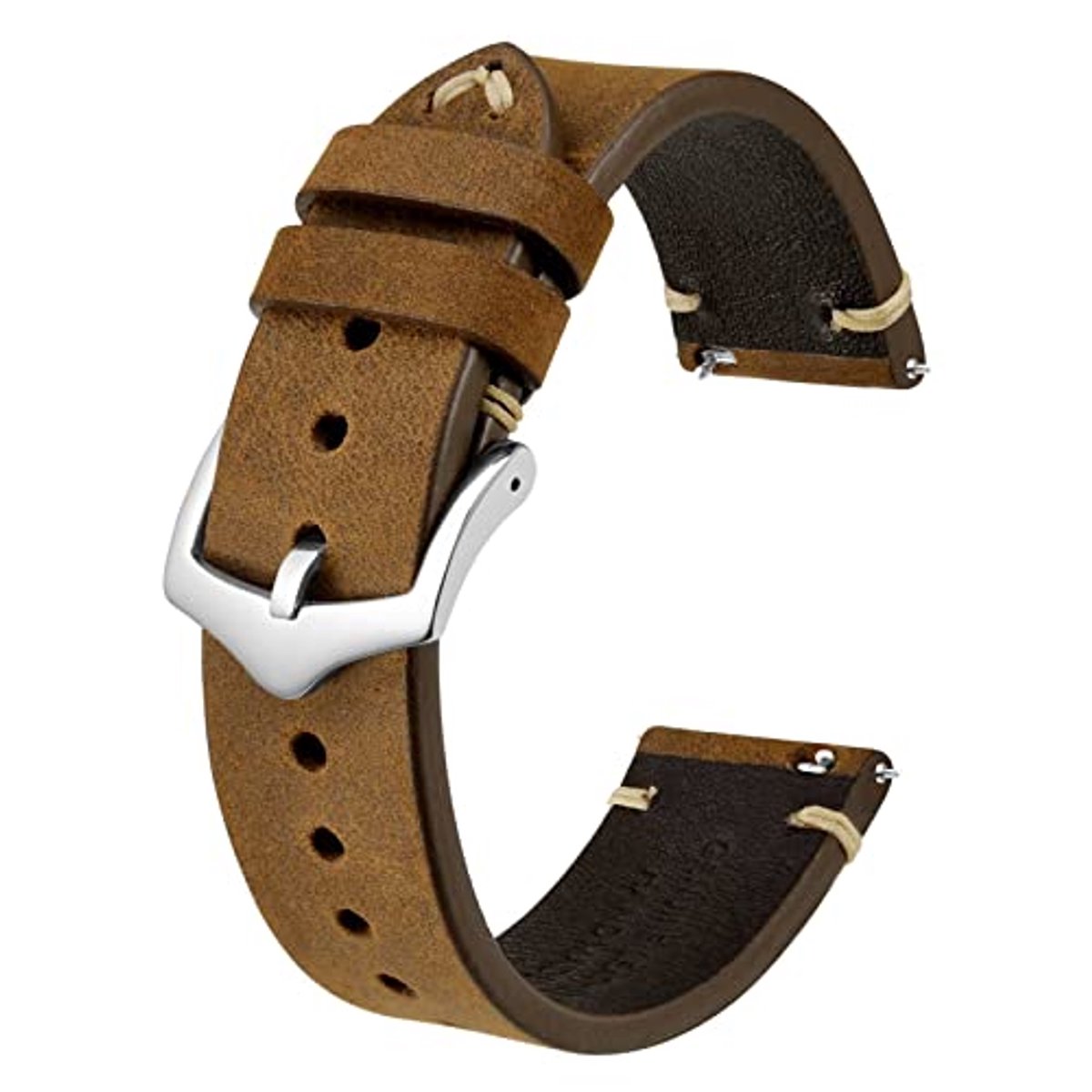 Handgemaakte leren horlogeband voor heren met snelsluiting - 18mm, 20mm, 22mm