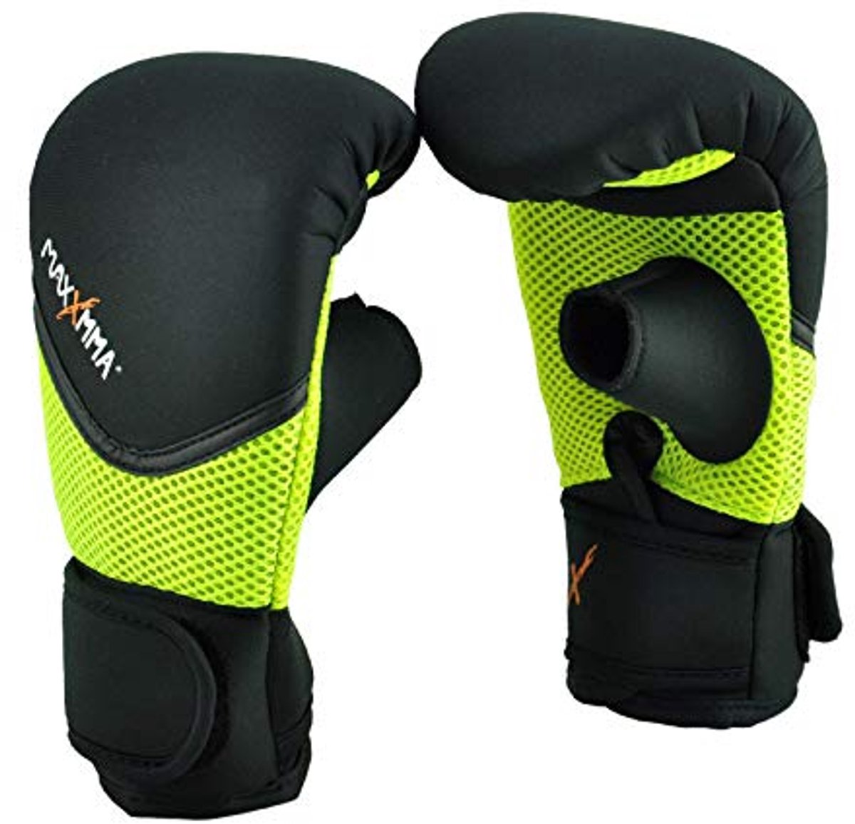 Neopreen wasbare zware tas handschoenen voor boksen en MMA training - neon geel, S/M