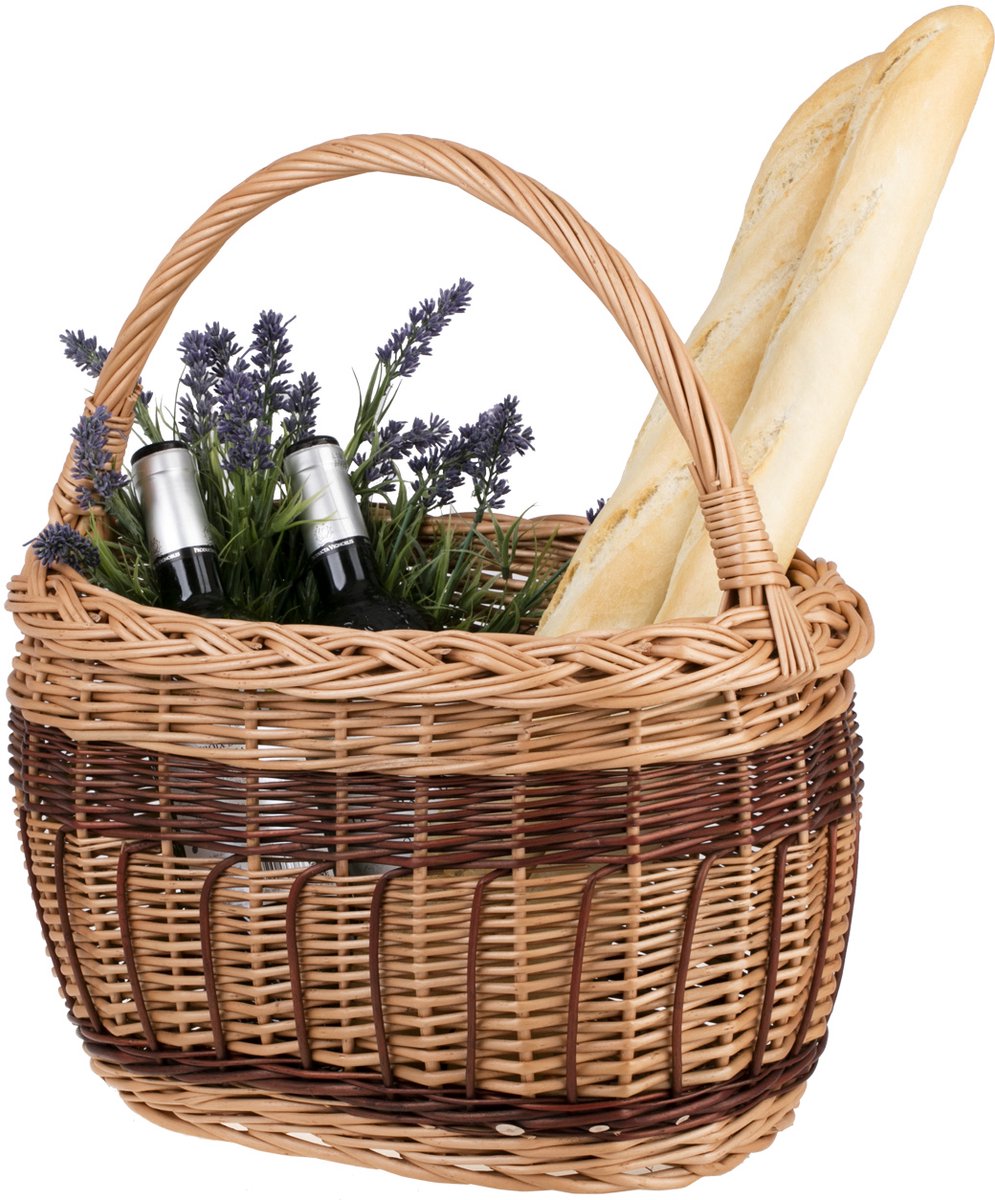 The Wicker Stories – Boodschappenmand van wilg met rieten handvat – Handgemaakte rieten picknickmand – Natuurlijk / Bruin – Gevlochten in Europa volgens UNESCO-traditie