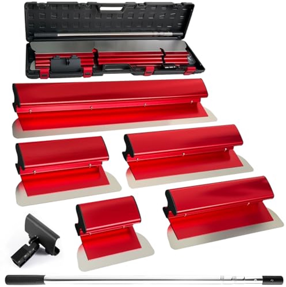 Professionele Vlakspatel Set met Ergonomische Handgreep en Telescoopstang - 5-delige Aluminium Set voor Muren en Plafonds