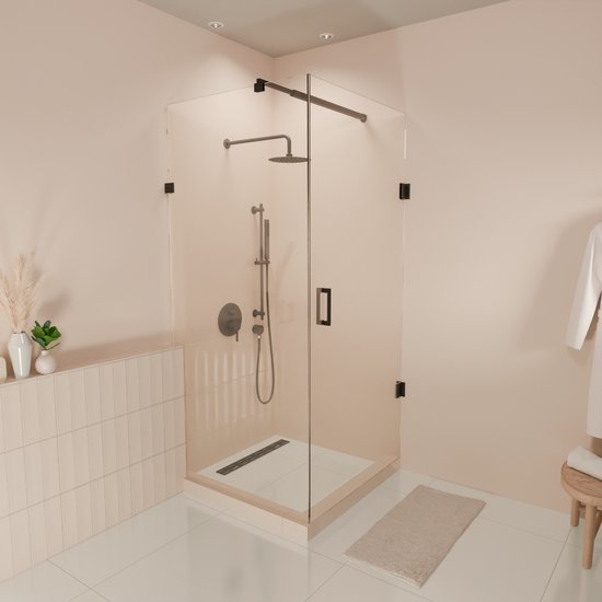Cabine de douche Lomazoo Cali - 90 x 90 Cm - Zwart - Glas transparent 8 mm - Revêtement Nano