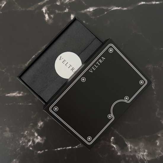 Portefeuille Veltra - Porte-cartes - Minimaliste - Homme et femme - Protection RFID - Aluminium - Jusqu'à 15 cartes - Mécanisme à ressort - Pince à billets - Billets - Bleu marine