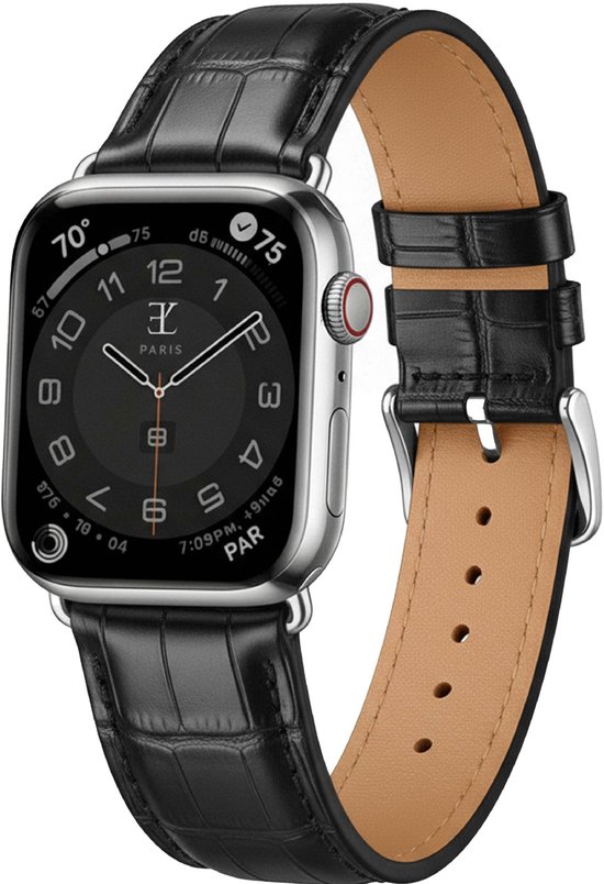 Bracelet de montre Elysian adapté à Apple Watch - Cuir Croco - 18 mm - Dégagement Quick - Ajustable - Série 1/2/3/4/5/6/7/8/ S/ - Bracelet Apple Watch 38/40/41 mm