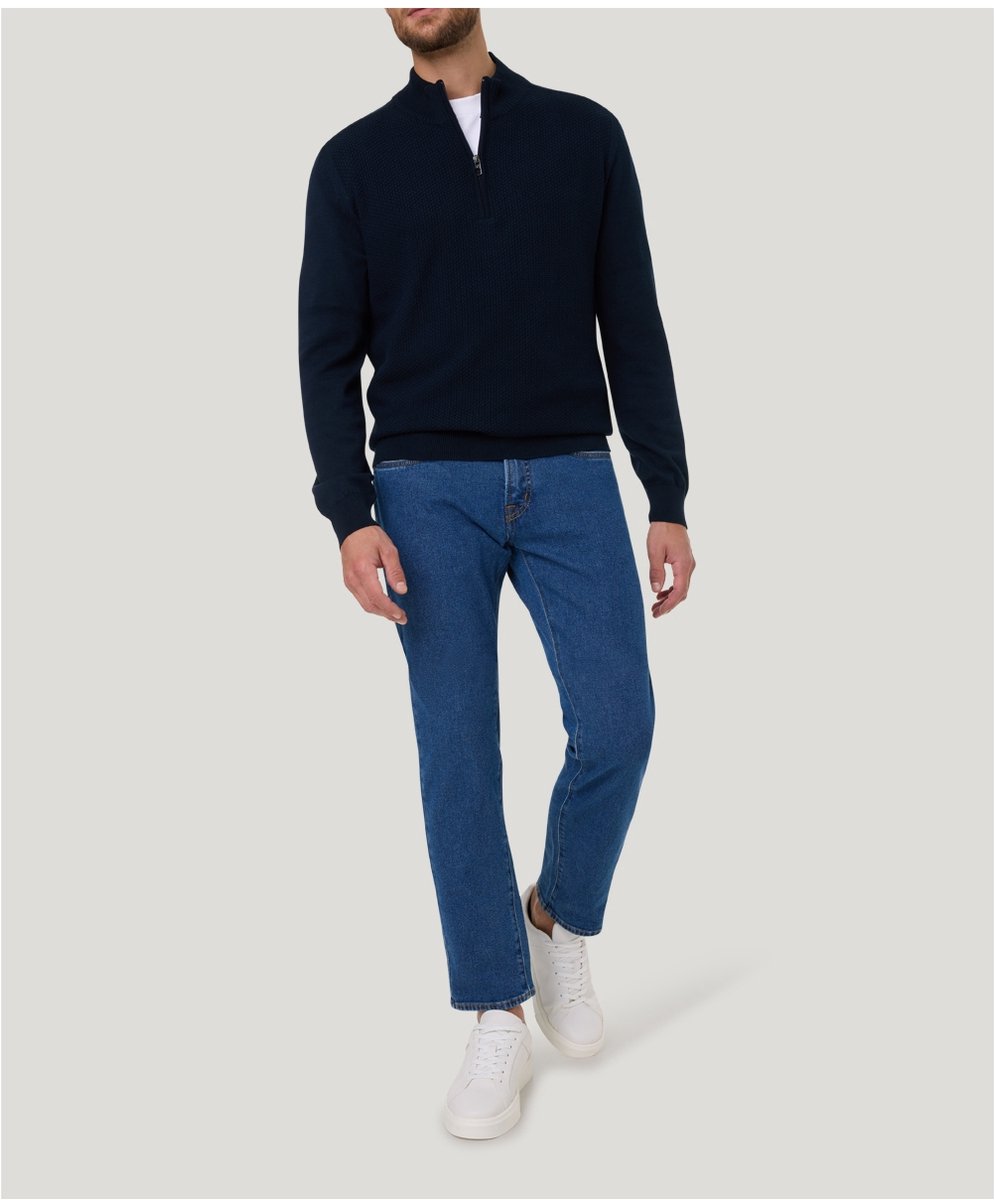 Pierre Cardin zip-pullover donkerblauw