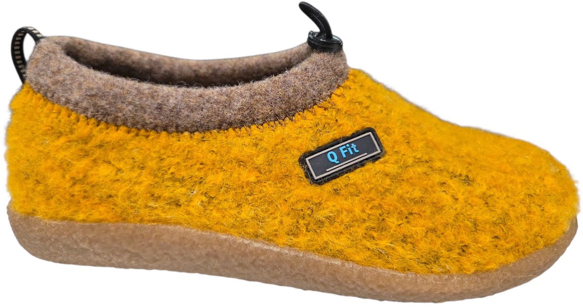 Q Fit Cato Gele Wollen Gesloten Dames Pantoffels - Geel - 36
