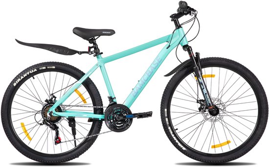 Bamcbase Sedona voorvering mountainbike - 27.5" - aluminium frame - 21 versnellingen - handrem - mechanische schijfremmen - Bell - spatborden - groen - Geschikt voor buitenactiviteiten in de lente van Bamcbase — afbeelding 2