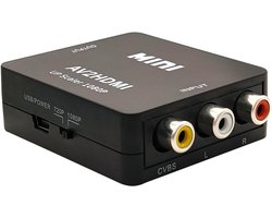 AV naar HDMI Converter - RCA naar HDMI Adapter - 720P/1080P Upscaler - USB Voeding - Voor TV, DVD, Gameconsole & VCR - Zwart