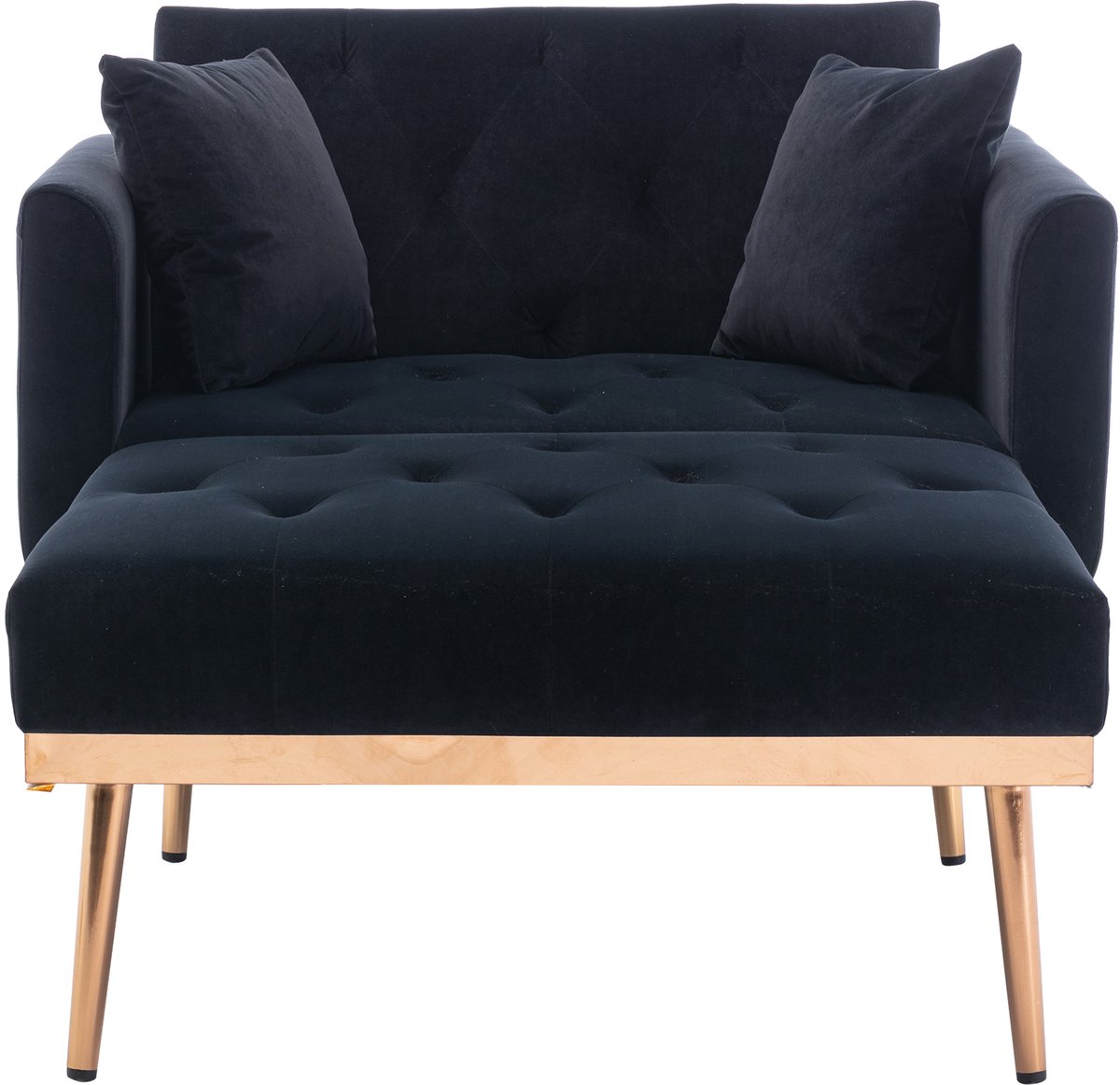 Moderne Fauteuil, Fauteuil met Verstelbare Rugleuning en Ligstand, Opklapbare Sofastoel, Geschikt voor Woonkamer Slaapkamer Studiekamer (zwart)