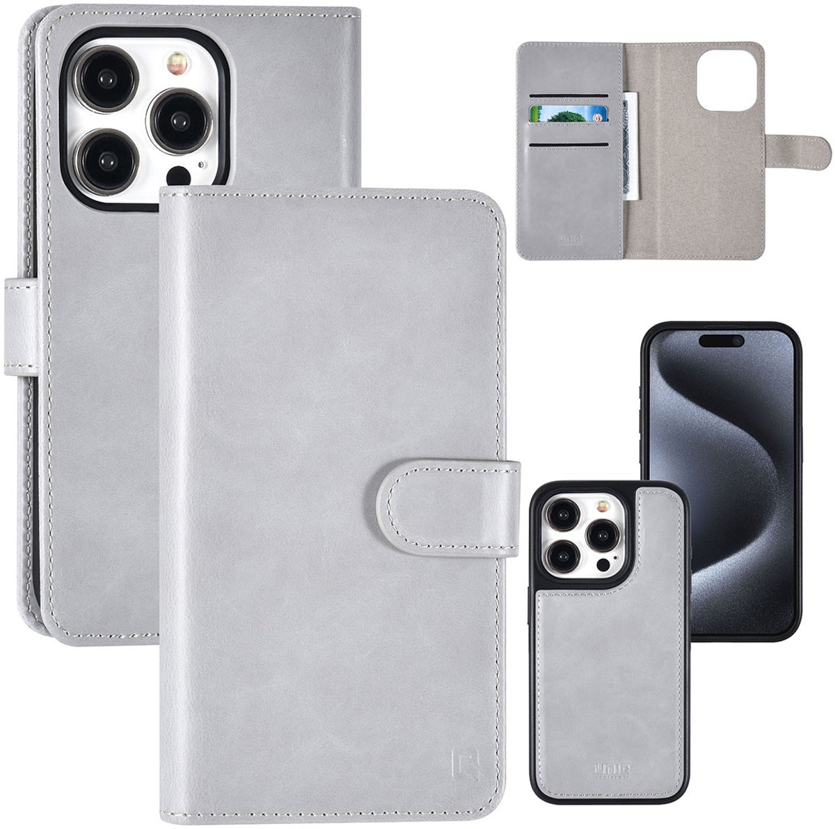 UNIQ Accessory Back Cover - Apple iPhone 15 Pro - Grijs - Valbescherming - Pasjeshouder