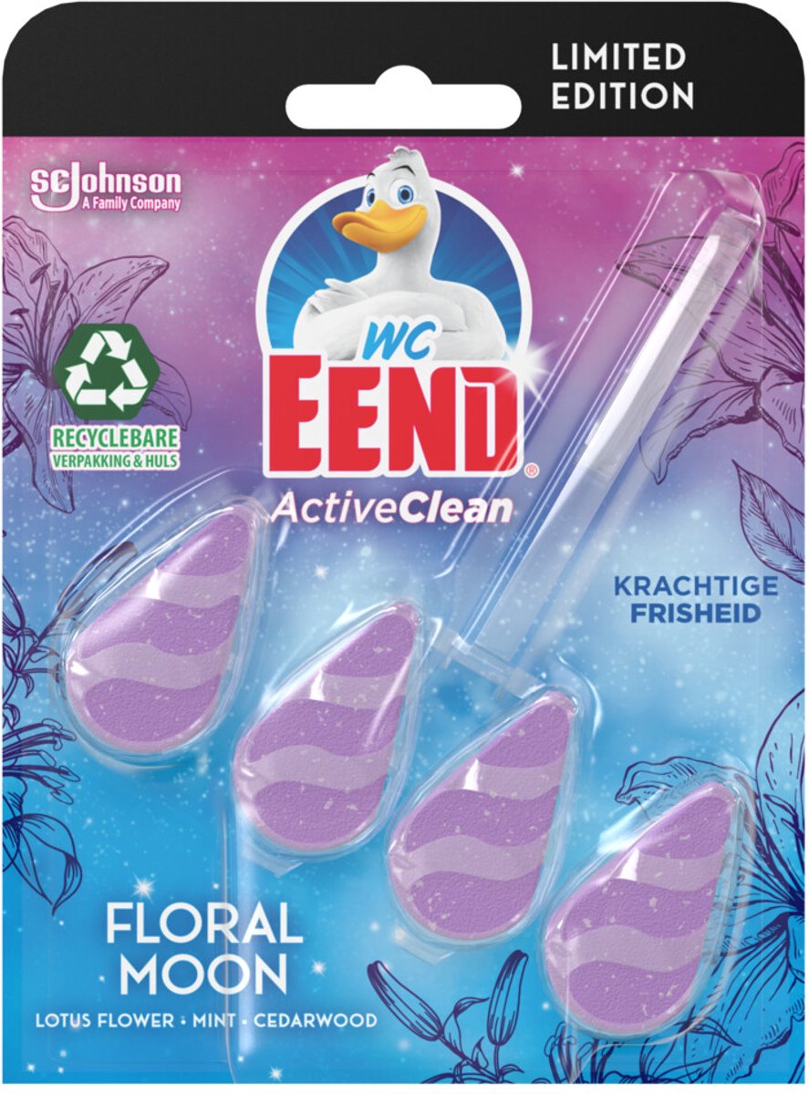 WC Eend - Active Clean Floral Moon - Toiletblok - Lotus, Munt & Cederhout Geur - 38 gr - 1 stuk