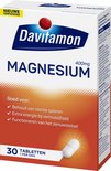 Davitamon Magnesium 400 mg, 30 tabletten. Oranje doos met 'Nieuwe verpakking' sticker en een witte pil.