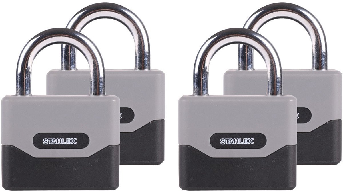 Stahlex Hangslot - 4x - chroom grijs - zinklegering - 95 mm - 4-cijferig cijferslot