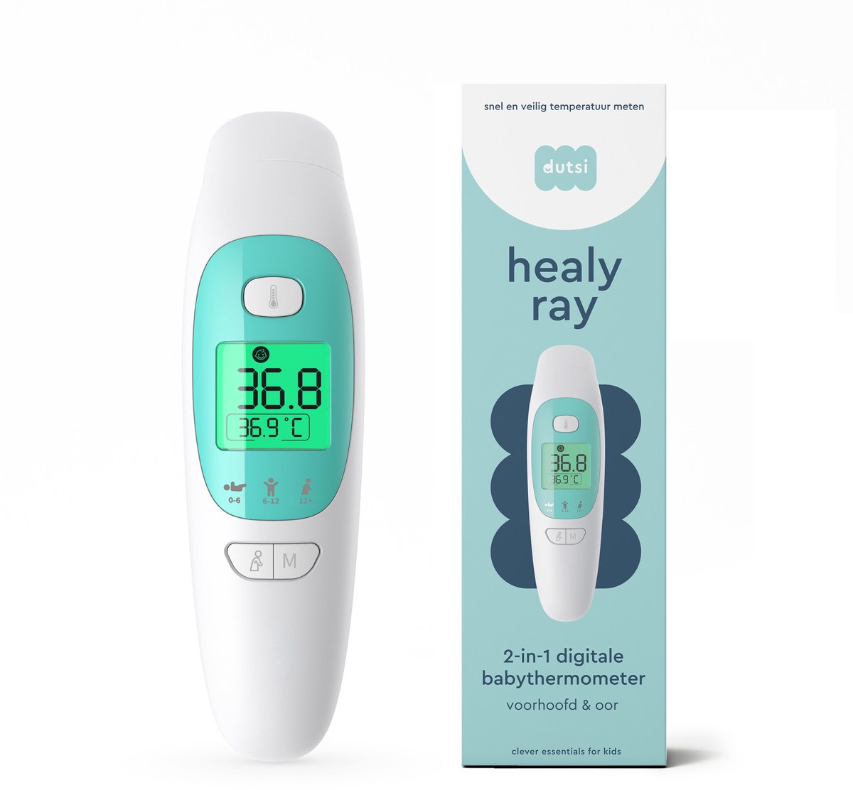 Dutsi Thermometer - Oorthermometer & Voorhoofd Thermometer - Digitale Koortsthermometer voor Baby & Volwassene - Snel & Nauwkeurig - Inclusief batterijen